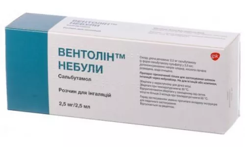 Вентолін™ Небули, розчин для інгаляцій, 2.5 мг/2.5 мл, №40 (4х10) | интернет-аптека Farmaco.ua