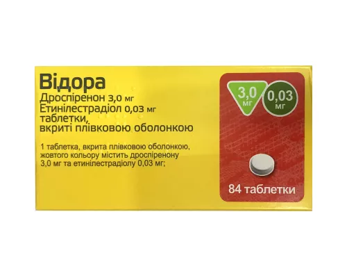 Відора, таблетки вкриті оболонкою, 3 мг + 0.03 мг, №84 | интернет-аптека Farmaco.ua