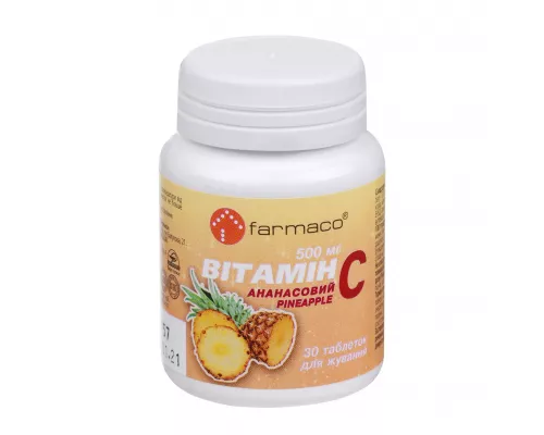 Витамин С, таблетки, со вкусом ананаса, банка, 500 мг, №30 | интернет-аптека Farmaco.ua