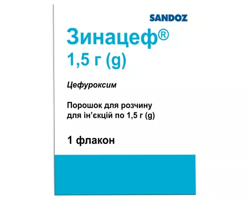 Зинацеф, порошок для розчину для ін'єкцій, флакон 1.5 г, №1 | интернет-аптека Farmaco.ua