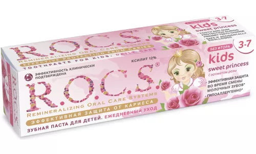 Зубная паста Рокс Kids, для детей 3-7 лет, Sweet Princess с ароматом розы, 45 г | интернет-аптека Farmaco.ua